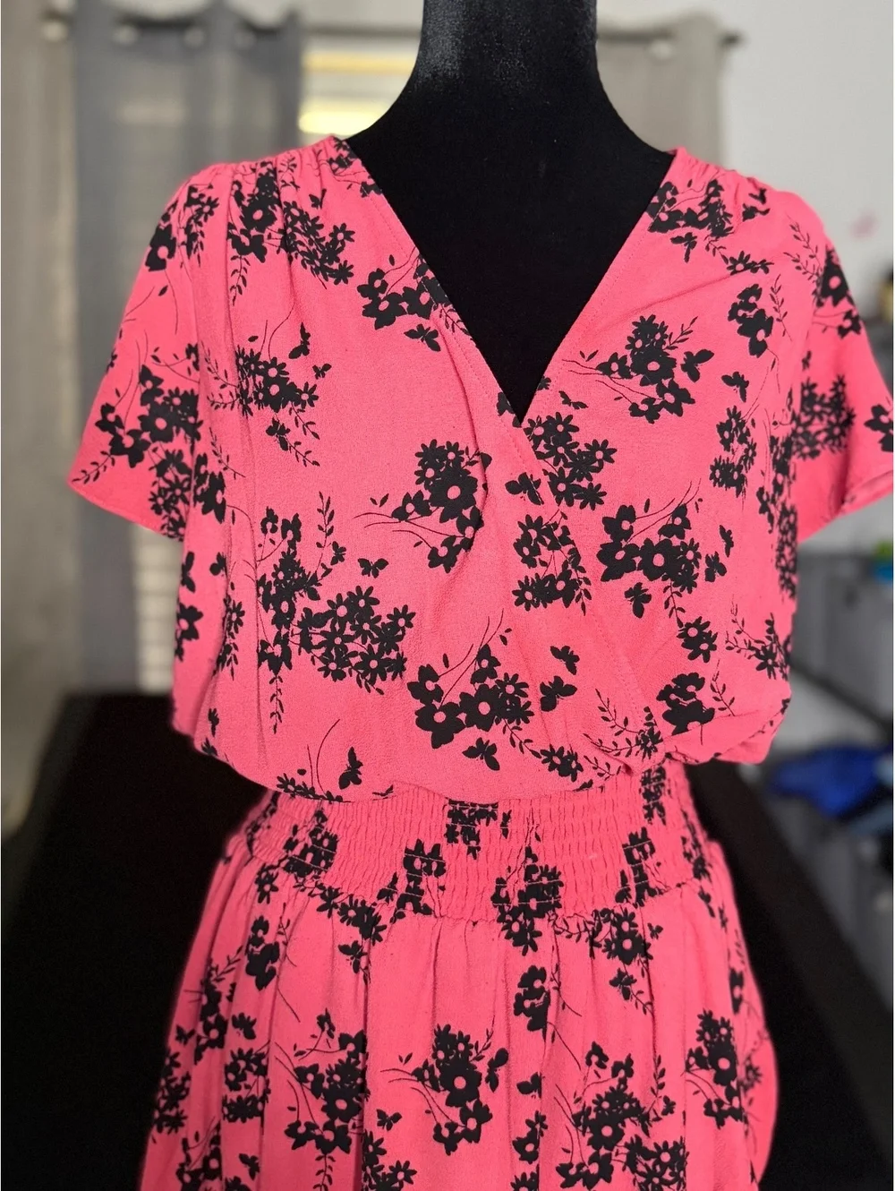 Michael Kors Pink Floral Short Sleeve Dress Size Large